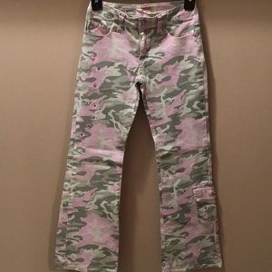 Girls, Bongo flare leg, pink camouflage print pants, size 10